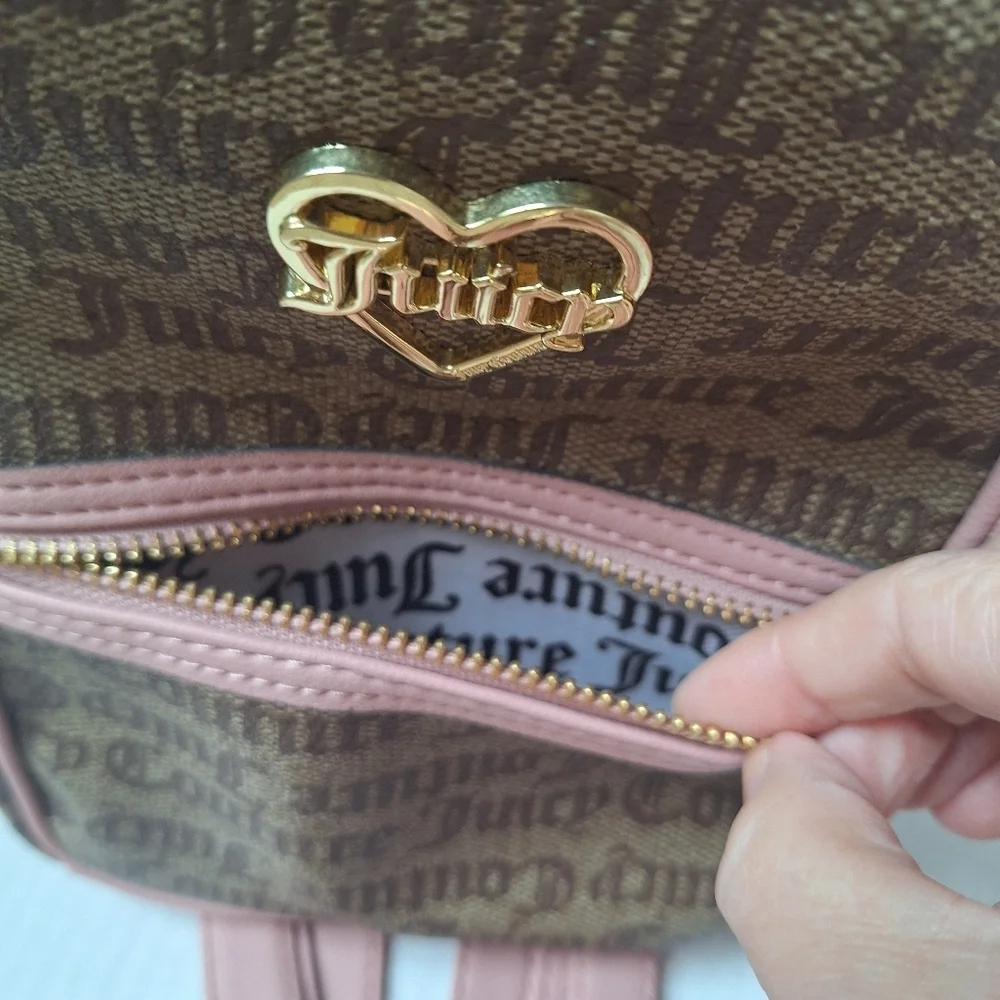 Juicy Couture Mini Backpack Blush Tan Logo Gold Hardward Adjustable
